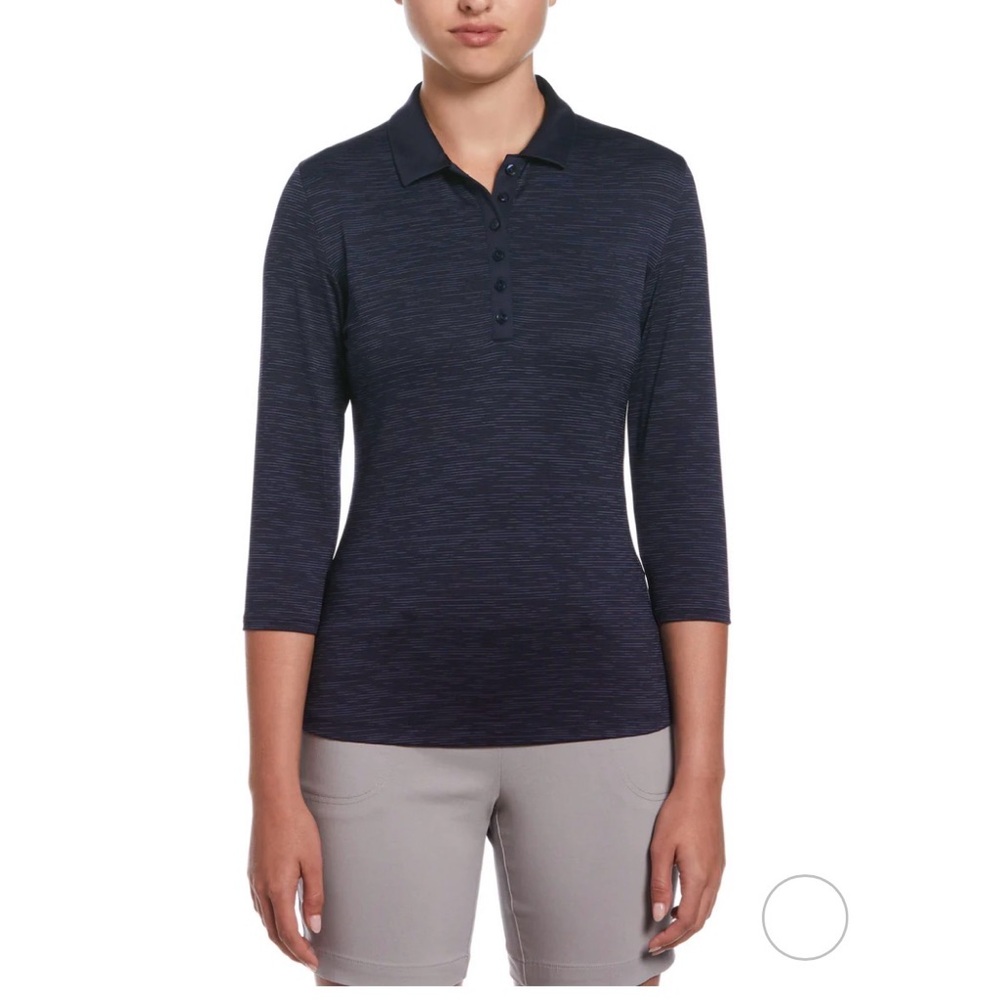 Callaway Women’s Navy Textured Golf 3/4 Sleeve Polo Shirt XXL